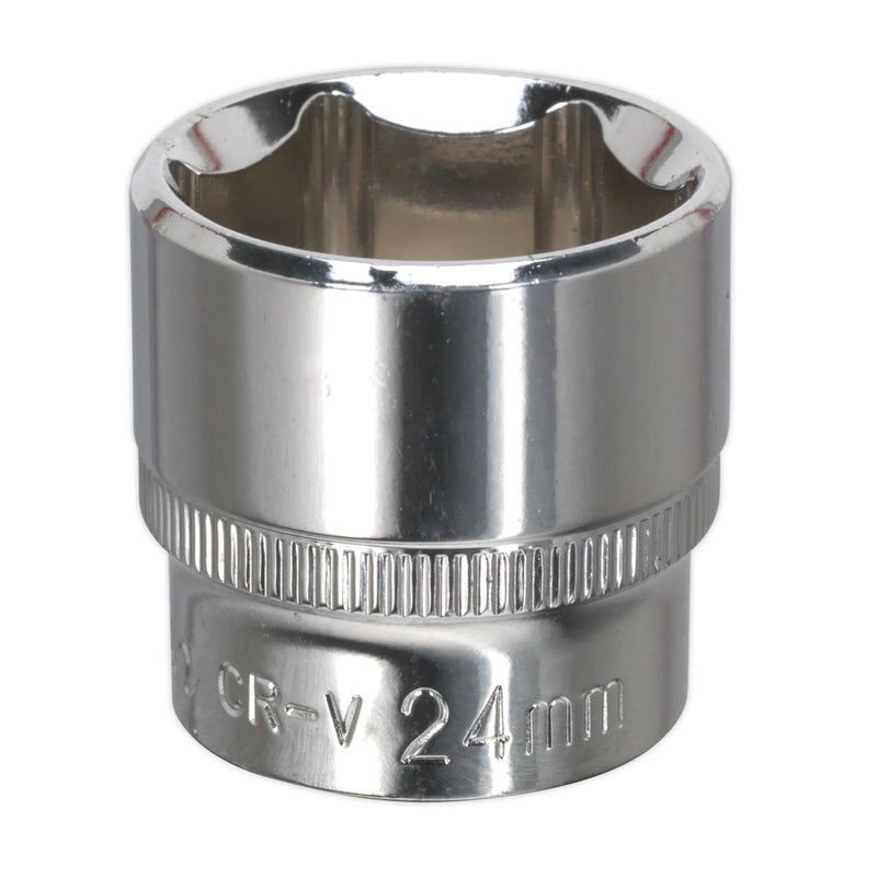 Sealey WallDrive Socket 24mm 3/8"Sq Drive Fully Polished SP3824 Sealey - Dynamic Drive