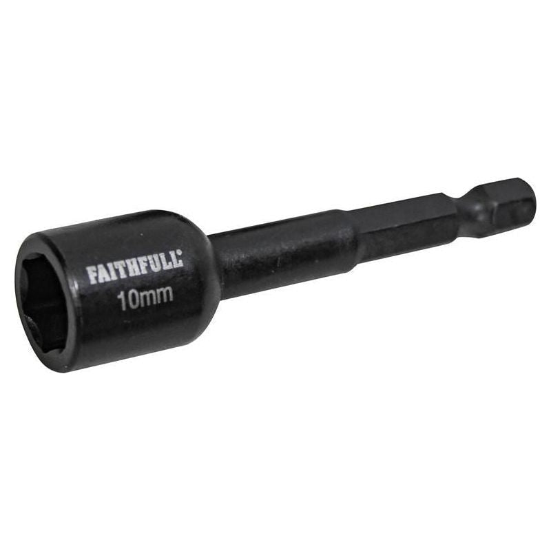 Faithfull Magnetic Impact Nut Driver 10mm x 1/4in Hex Faithfull - Dynamic Drive