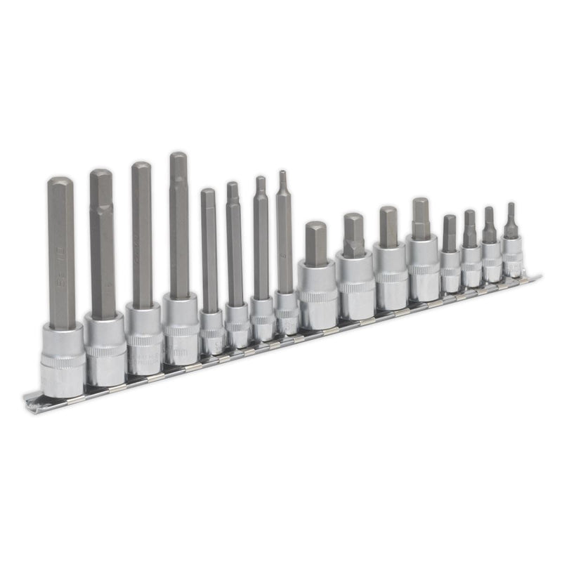 Sealey Hex Socket Bit Set 16pc 1/4" & 3/8"Sq Drive AK6219 Sealey - Dynamic Drive