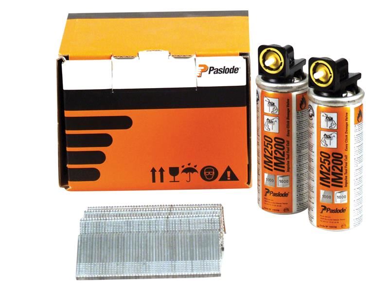 Paslode 19mm IM65 Galvanised Straight Brads 2000 2 x Fuel Cells Paslode - Dynamic Drive