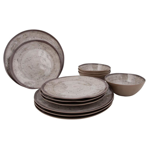 Bo-Camp Tableware Halo Melamine 12 Pieces Beige Bo-Camp - Dynamic Drive