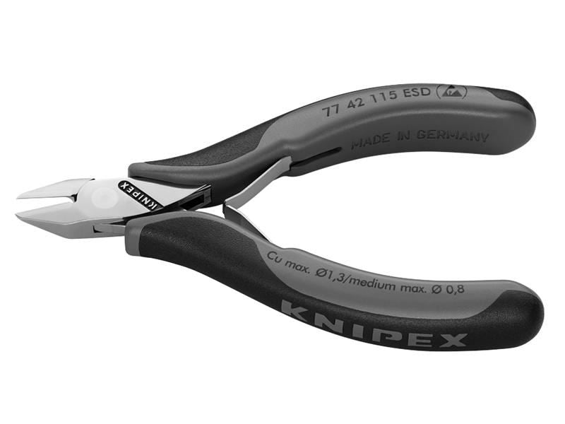Knipex ESD Electronics Diagonal Cutters - Pointed Head Flush Cut Non Bevelled 115mm Knipex - Dynamic Drive