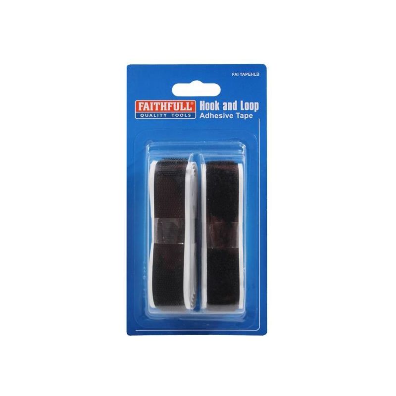Faithfull Hook & Loop Self Adhesive Tape Black 20mm x 1m Faithfull - Dynamic Drive