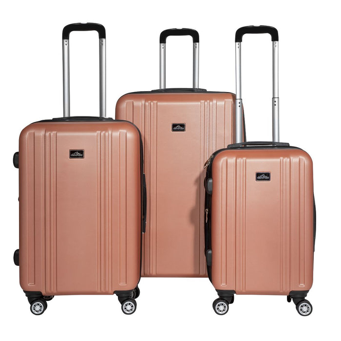 Dellonda 3-Piece Lightweight ABS Luggage Set with TSA Lock  Rose Gold Dellonda  - Dynamic Drive