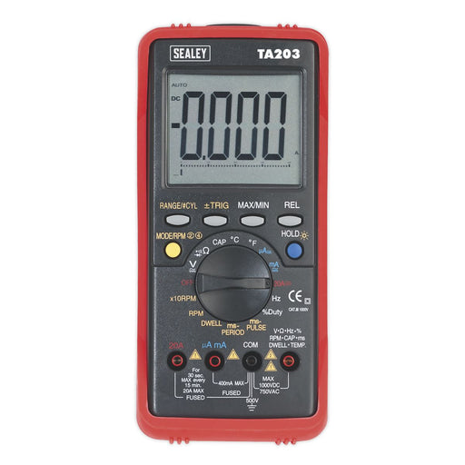 Sealey Digital Automotive Multimeter 15-Function Bar Graph/PC Link TA203 Sealey - Dynamic Drive