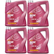 4x Mannol Basic Plus 75W90 GL 4+ FULLY SYNTHETIC GEAR OIL 4 Litre API GL 4+ Mannol  - Dynamic Drive