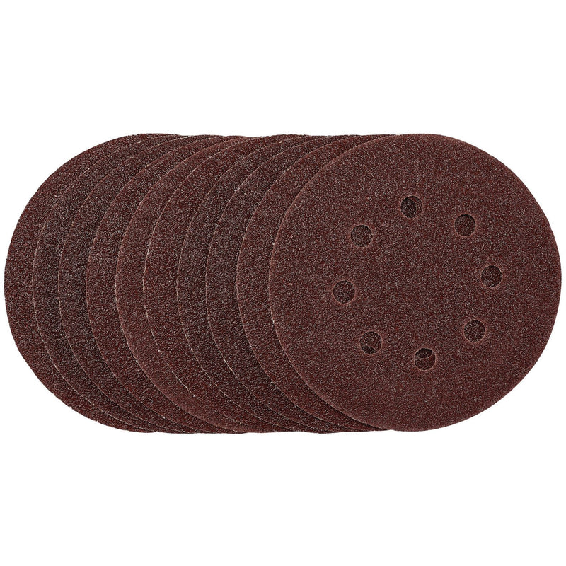Draper Punched Sanding Discs, 125mm, Hook & Loop, 40 Grit, (Pack of 10) 54392 Draper - Dynamic Drive