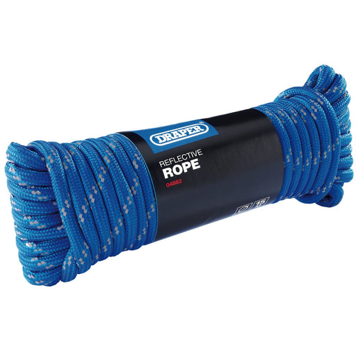 Draper Reflective Polypropylene Rope, 15m x 9mm 04882 Draper - Dynamic Drive