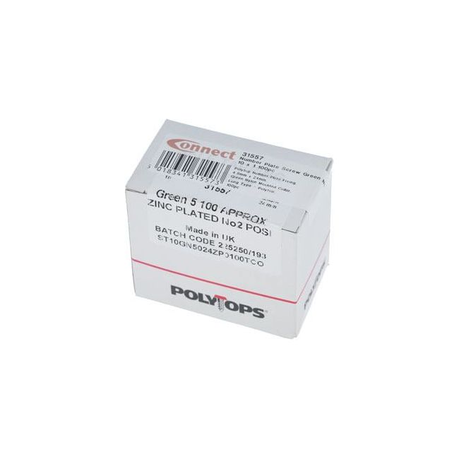 Connect Number Plate Screw Green No 10 x 1 100pc 31557 Tool Connection - Dynamic Drive