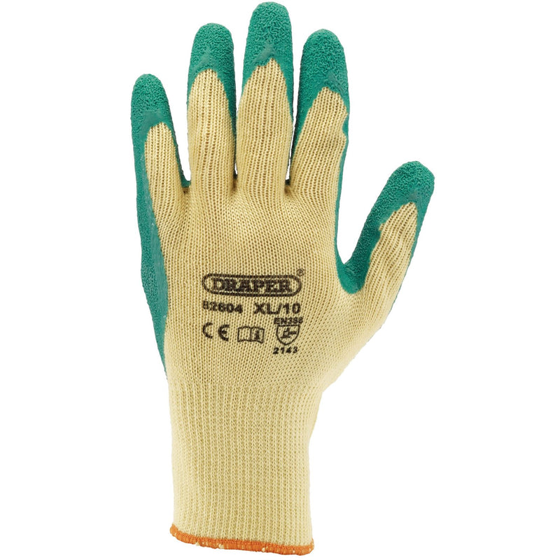 Draper Heavy Duty Latex Coated Work Gloves, Extra Large, Green 82604 Draper - Dynamic Drive