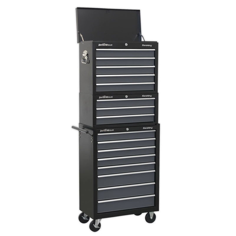 Sealey Tool Chest Combination 16 Drawer with Ball-Bearing Slides Black/Grey Sealey - Dynamic Drive