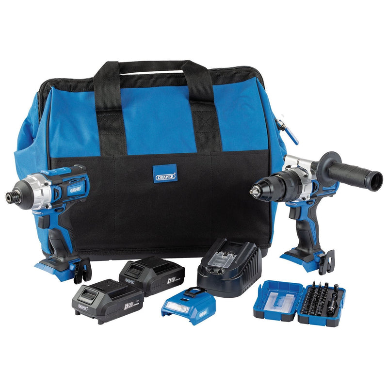 Draper D20 Fix 'N' Go Kit (2 Piece), 2 x 2.0Ah Batteries, 1 x Charger, 1 x Bag Draper - Dynamic Drive