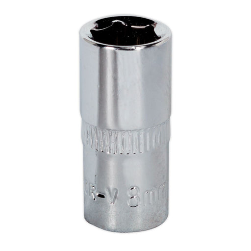 Sealey WallDrive Socket 8mm 1/4"Sq Drive Fully Polished SP1408 Sealey - Dynamic Drive
