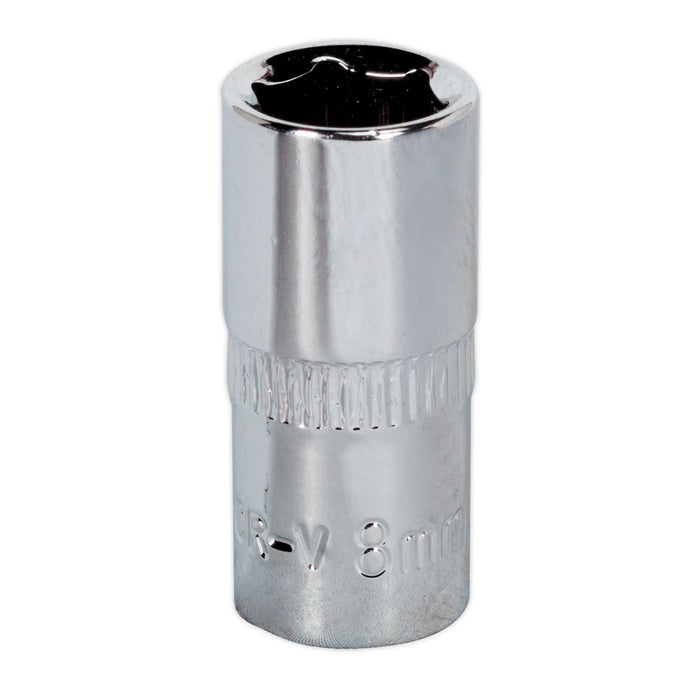 Sealey WallDrive Socket 8mm 1/4"Sq Drive Fully Polished SP1408 Sealey - Dynamic Drive