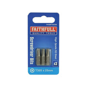 Faithfull Security S2 Grade Steel Screwdriver Bits T30S x 25mm (Pack 3) Faithfull - Dynamic Drive