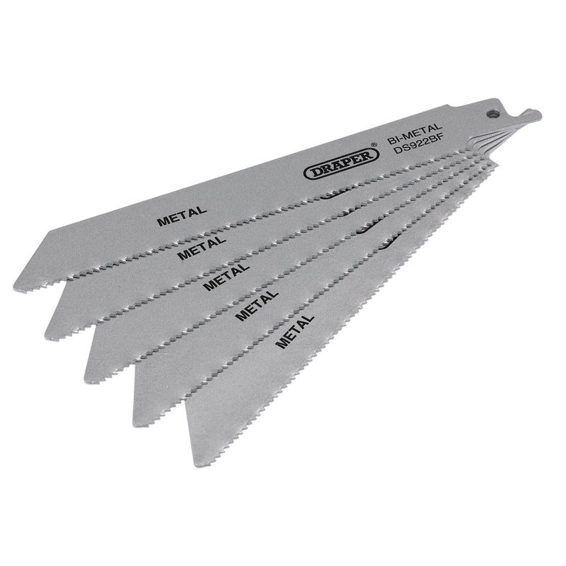 Draper Bi-metal Reciprocating Saw Blades for Metal, 150mm, 14tpi (Pack of 5) Draper - Dynamic Drive