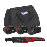 Sealey Cordless Ratchet Wrench 3/8"Sq Drive Kit 20V SV20 Series 2 Batteries Sealey - Dynamic Drive