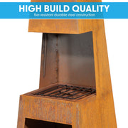 Dellonda Outdoor Chiminea Fireplace Heater Firewood Storage - Corten Steel Dellonda  - Dynamic Drive