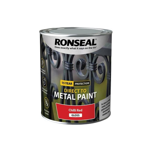 Ronseal Direct to Metal Paint Chilli Red Gloss 750ml Ronseal - Dynamic Drive
