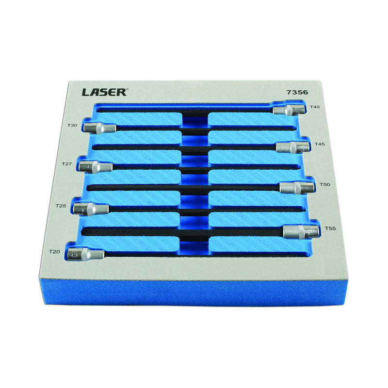 Laser Extra Long Star Socket Bit Set 3/8"D 8pc 7356 Laser - Dynamic Drive