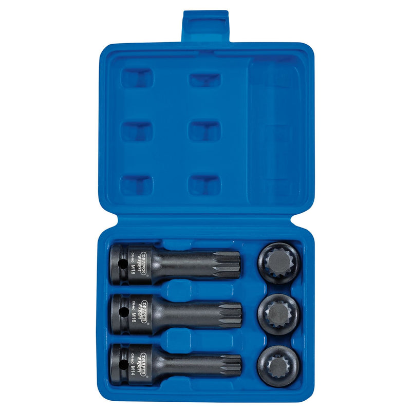 Draper Impact Spline Bit Set, 1/2" Sq. Dr. (6 Piece) 28881 Draper - Dynamic Drive