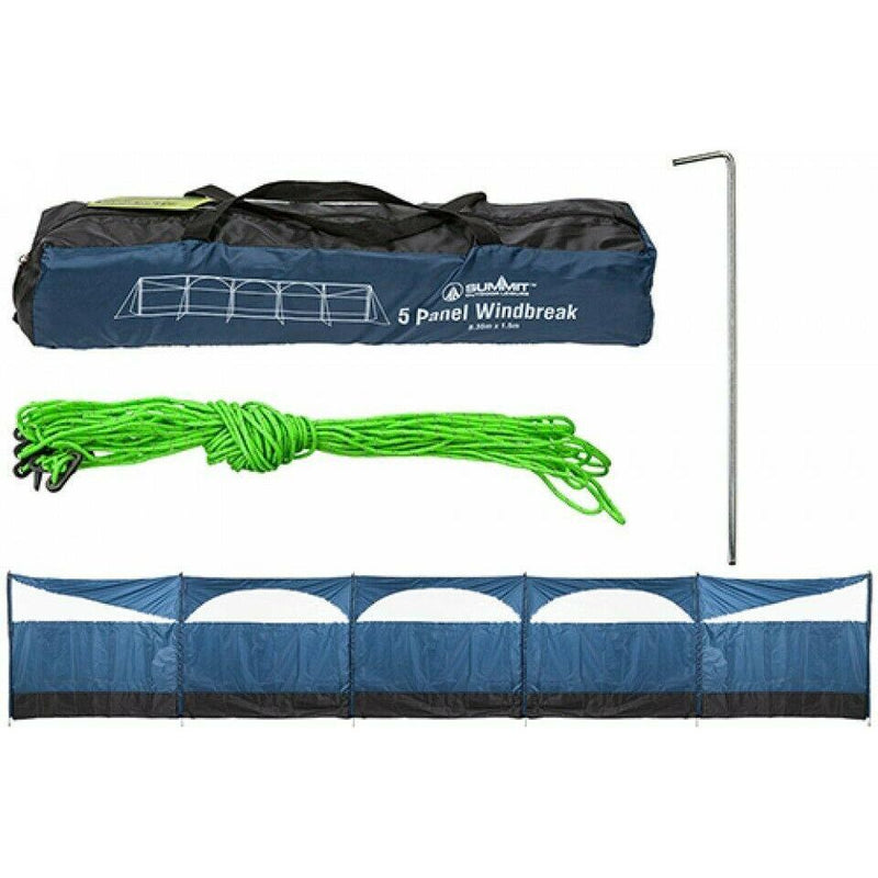 5 Panel Wind Break Screen 8.35m x 150cm Blue Summit - Dynamic Drive