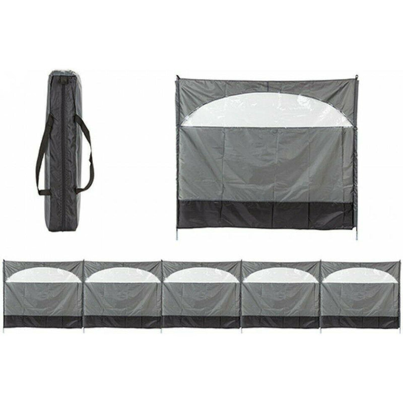5 Panel Wind Break Screen Windbreaker 8.35m x 150cm Grey Summit - Dynamic Drive