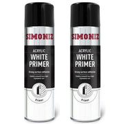 2x Simoniz Large Acrylic White Aerosol Smooth Primer Car Spray Paint 500ml Simoniz  - Dynamic Drive