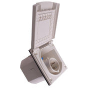 Flush Fitting White Mains Hook Up Inlet Socket Caravan Motorhome Camper Flap Powerpart  - Dynamic Drive