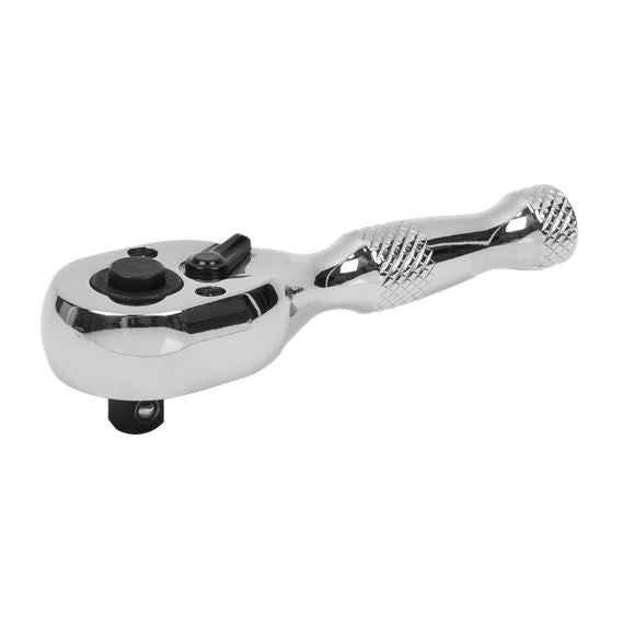 Sealey Stubby Ratchet Wrench 1/4"Sq Drive Pear-Head Flip Reverse AK660S Sealey  - Dynamic Drive