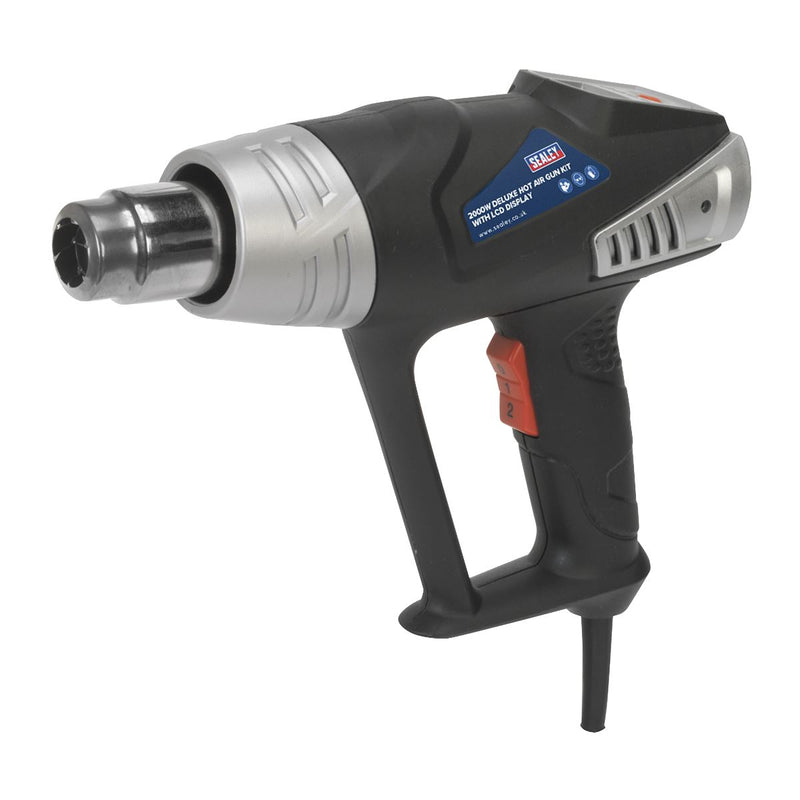Sealey Deluxe Hot Air Gun Kit LED Display 2000W 80-600°C 4 Nozzles Heat Gun Sealey  - Dynamic Drive