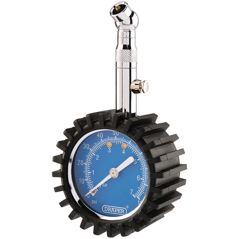 Draper Tyre Pressure Gauge, 0 - 100psi, 0 - 7bar 91347 Draper - Dynamic Drive
