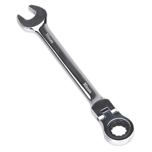 Sealey Flexi-Head Ratchet Combination Spanner 18mm FHRCW18 Sealey - Dynamic Drive