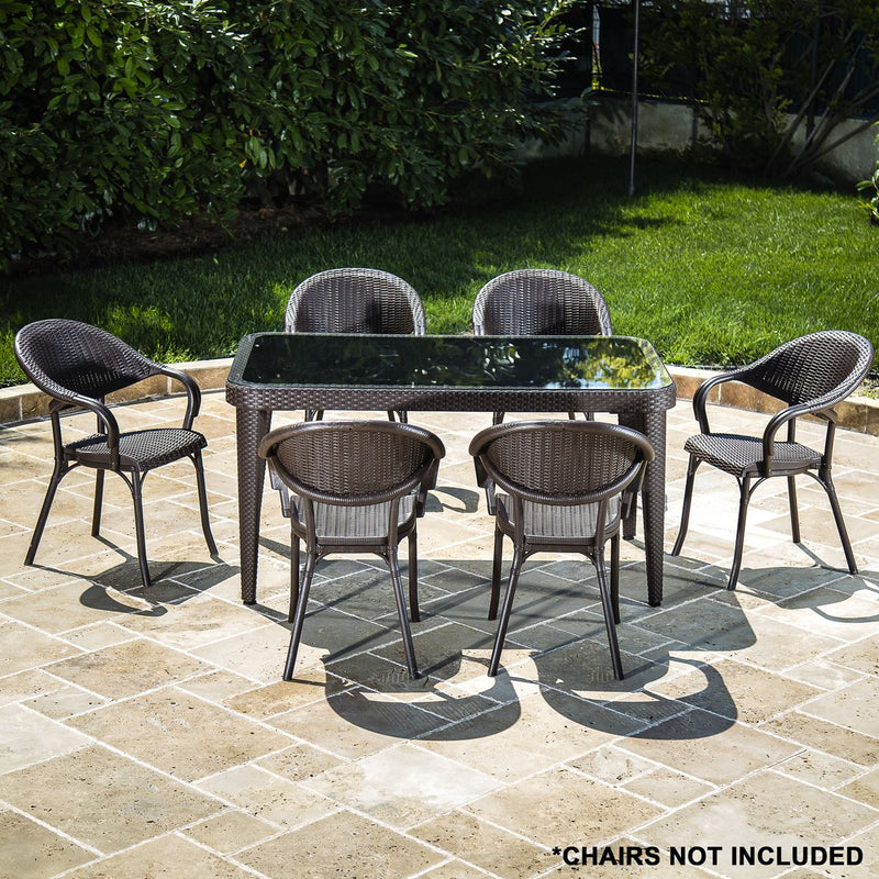 Dellonda Dining Tables with Tempered Glass Top 150 x 90 x 76cm - Dark Brown Dellonda - Dynamic Drive