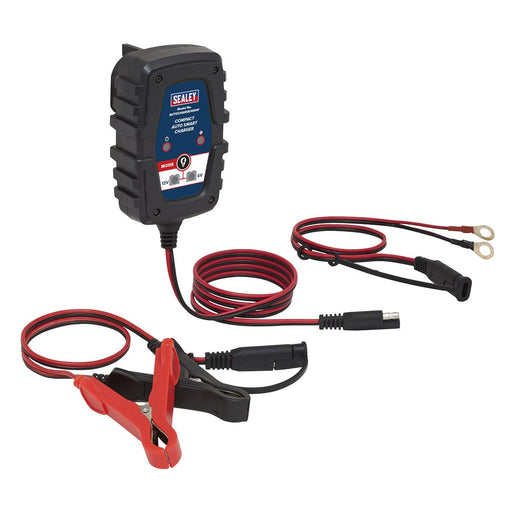 Sealey Compact Auto Smart Car Battery Charger 1A 6V 12V AGM GEL Batteries 230V Sealey  - Dynamic Drive