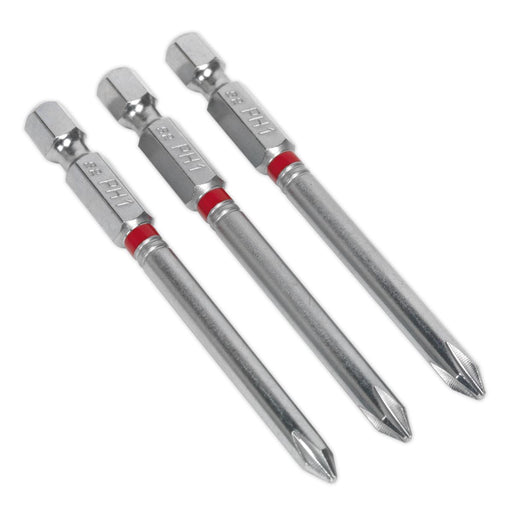 Sealey Power Tool Bit Phillips #1 Colour-Coded S2 75mm Pack of 3 AK210510 Sealey - Dynamic Drive