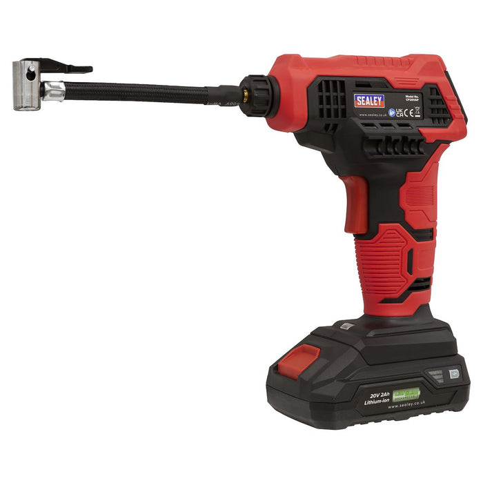 Sealey Cordless Air Pump Tyre Inflator 20V Li-ion Body Only Digital LED Display Sealey  - Dynamic Drive