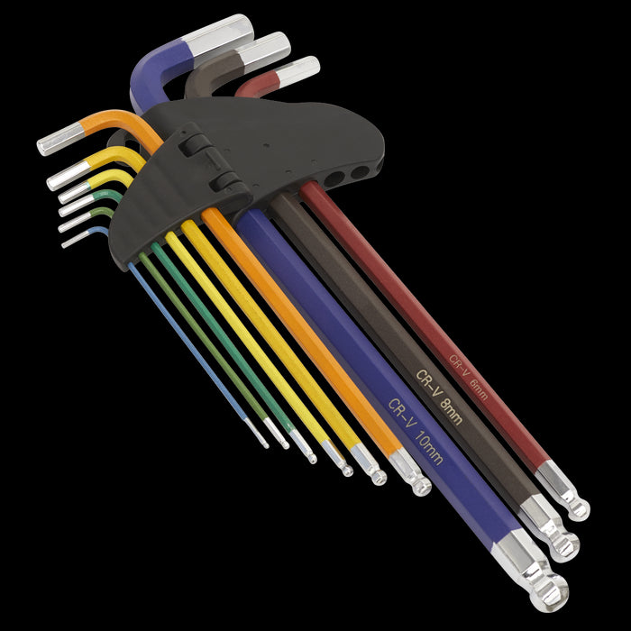 Sealey TWIN PACK EXTRA LONG Ball-End Allen Hex Key & TORX TRX Star Set Coloured Sealey  - Dynamic Drive
