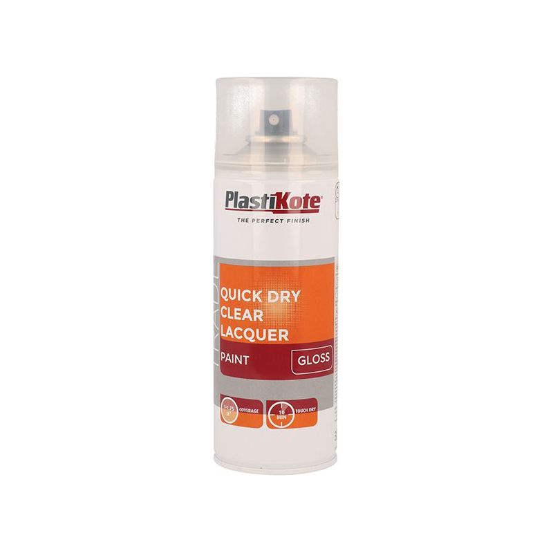 Plastikote Trade Quick Dry Clear Lacquer Spray Gloss 400ml PlastiKote - Dynamic Drive