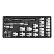 Sealey Tool Tray with Socket Set 26pc 1/2"Sq Drive TBT21 Sealey - Dynamic Drive