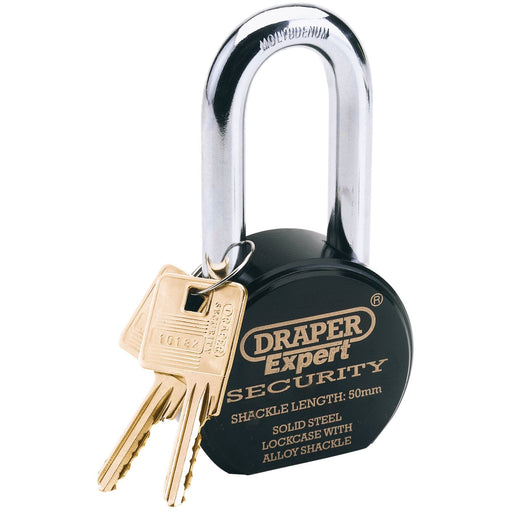 Draper Heavy Duty Stainless Steel Padlock and 2 Keys, 63 x 50mm 64207 Draper - Dynamic Drive