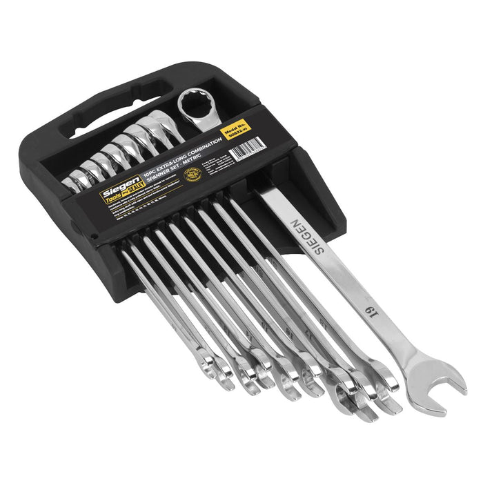Sealey Combination Spanner Set 10pc Extra-Long Metric S0832 Siegen by Sealey - Dynamic Drive