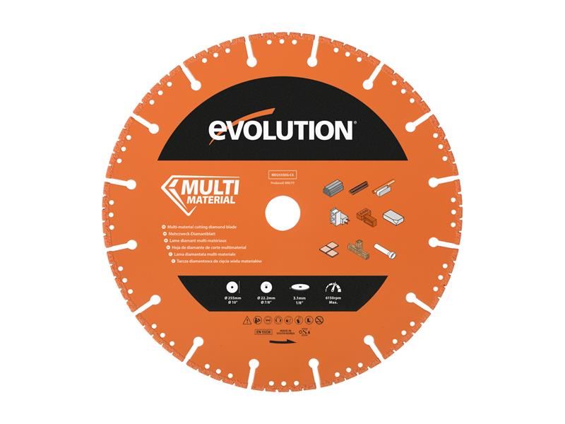 Evolution Multi-Material Diamond Demolition Disc Cutter Blade 255 x 22.2mm Evolution - Dynamic Drive