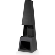 Dellonda Outdoor Chiminea Fireplace Fire Pit Heater Firewood Storage Black Steel Dellonda - Dynamic Drive