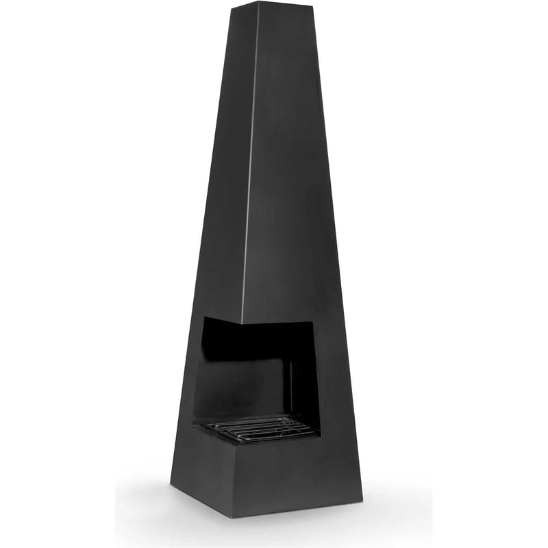 Dellonda Chiminea Wood Burner Heater for Outdoors W45cm x H150cm - Black Steel Dellonda - Dynamic Drive