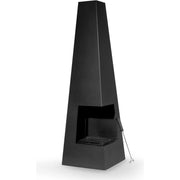 Dellonda Chiminea Wood Burner Heater for Outdoors W45cm x H150cm - Black Steel Dellonda - Dynamic Drive