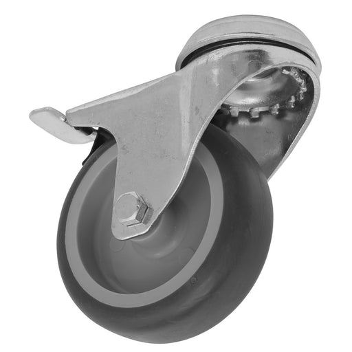 Sealey Medium-Duty Thermoplastic Bolt Hole Castor Wheel with Total Lock75mm Trad Sealey - Dynamic Drive