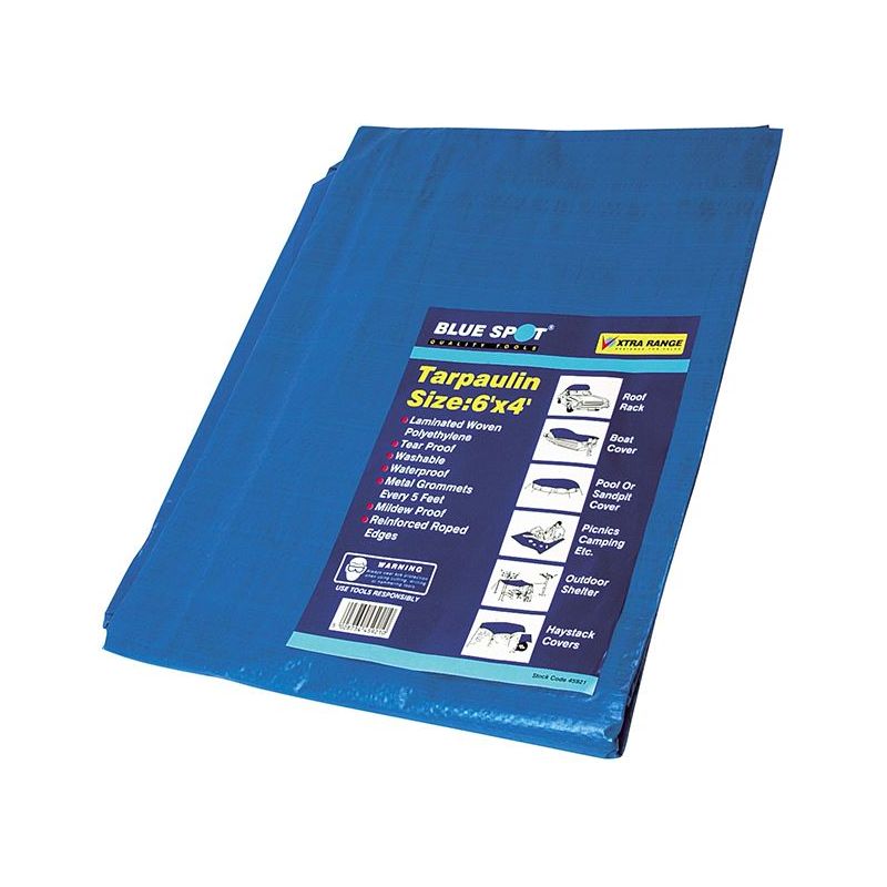 Bluespot Tools Blue Tarpaulin 1.8 x 1.2m (6 x 4ft) BlueSpot Tools - Dynamic Drive