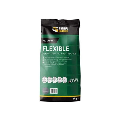 Everbuild Sika 730 Uniflex Hygienic Tile Grout Anthracite 5kg Everbuild Sika - Dynamic Drive