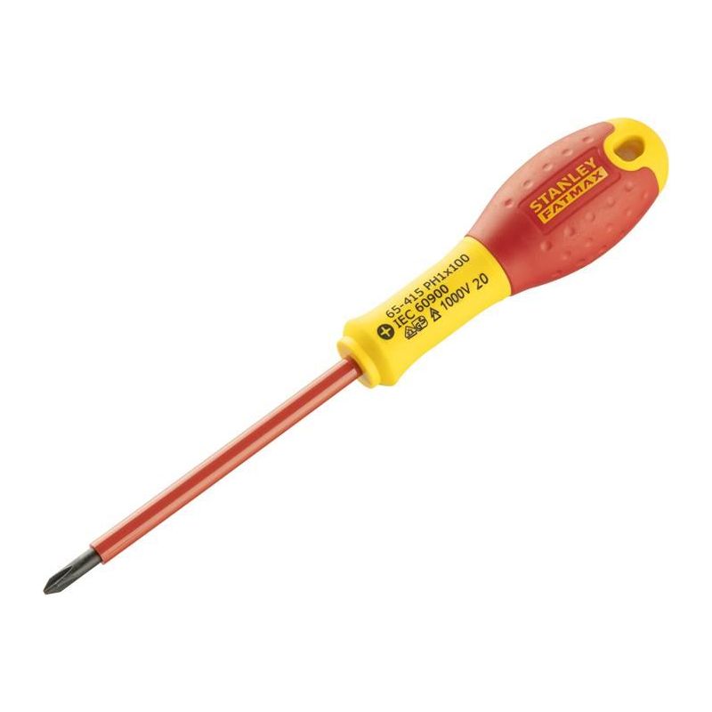 Stanley® Hand Tools FatMax® VDE Insulated Screwdriver Phillips Tip PH1 x 100mm STANLEY® Hand Tools - Dynamic Drive